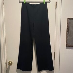 Valentino Roma Black Virgin Wool Wide Leg Side Zipper Flat Front Pants